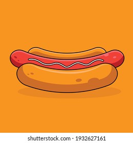 Hot dog. Vector isolated flat illustration fast food for poster, menus, brochure, icon fast food