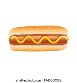 Hot dog. Vector isolated flat illustration fast food for poster, menus, brochure, web and icon fast food