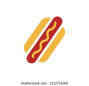 Hot dog. Vector isolated flat illustration fast food for poster, menus, brochure, web and icon fast food