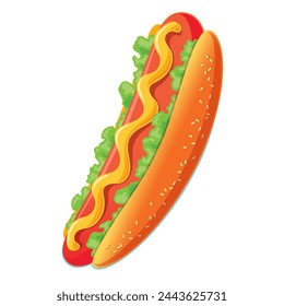 Hot Dog. Vector isolated flat fast food illustration for poster, menu, brochure, web and fast food icon.