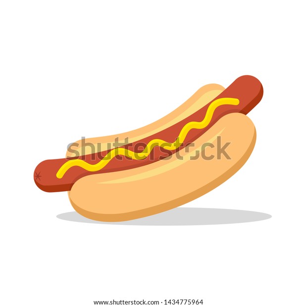 	\
Hot dog. Vector\
isolated flat illustration fast food for poster, menus, brochure,\
web and icon fast food