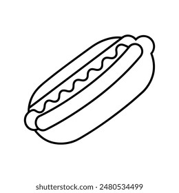 Icono de arte de línea de Vector Hot Dog