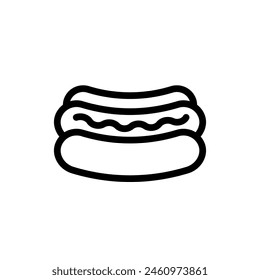 Icono de línea de Vector Hot dog. Colección de ícono de comida. Señales finas para el menú del restaurante. Píxel perfecto 64x64. Trazos editables