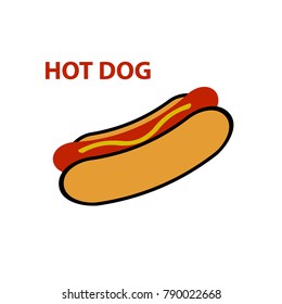 Hot dog vector line icon isolated on white background