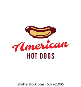  Hot Dog vector logo, American style Fast food