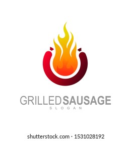 Hot dog vector logo, fast food, lettering