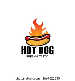 hot dog vector logo, fast food simple logo 