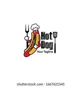 hot dog vector logo, fast food simple logo 