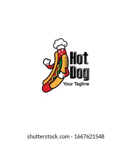 Logo der Hotdog-Vektorillustration, einfaches Fastfood-Logo 