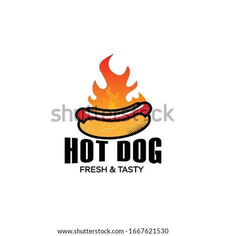 hot dog vector logo, fast food simple logo 