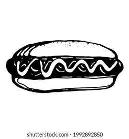 hot dog, vector on transparent background
