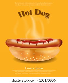 Hot dog Vector realistic. Detailed 3d illustration layouts
