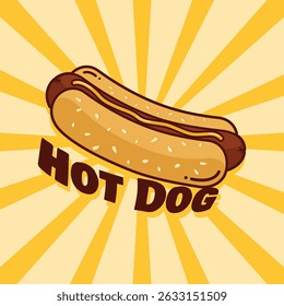 Hot dog vector retro background with letter hot dog. vector illustration