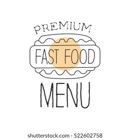 Hot Dog View From Above Premium Quality Fast Food Street Cafe Menu Promotion Sign In Simple Hand Drawn Design Vector Illustration