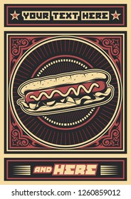 Hot Dog Vintage Advertisement Poster Stylization