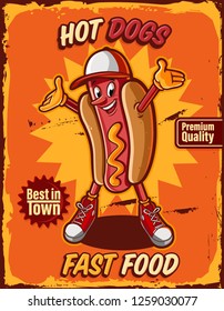 hot dog vintage poster