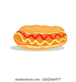 A hot dog will satisfy your hunger and give you pleasure, fast food, kitchen, isolated, vector, illustration, white background, sausage, kitchen