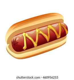 Hot dog with, vector art isolated on white background