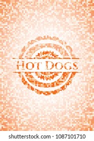  Hot Dogs abstract emblem, orange mosaic background