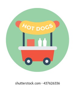 Hot Dogs Cart Vector Icon