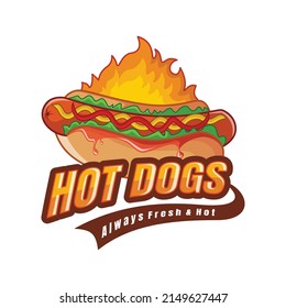 Hot dogs cartoon food logo illustration