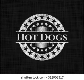 Hot Dogs chalkboard emblem on black board