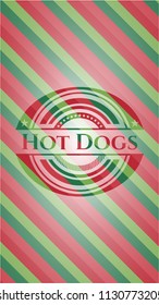 Hot Dogs christmas style emblem.
