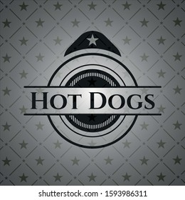 Hot Dogs dark icon or emblem. Vector Illustration. Detailed.