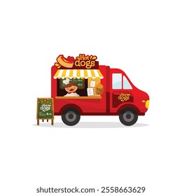 Hot dogs Food Truck Logo Template Stock Vector - Illustration.