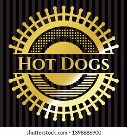 Hot Dogs gold emblem. Vector Illustration. Detailed.