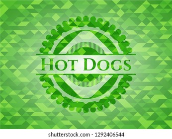 Hot Dogs green emblem with triangle mosaic background