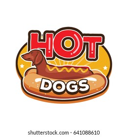 Hot Dogs Logo Design Template Emblem Badge