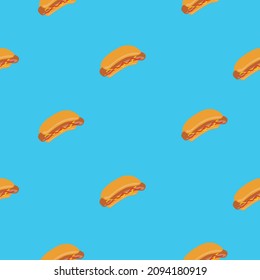 Hot Dogs Pattern. Vector seamless pattern or background with hotdogs