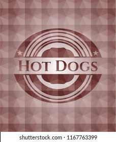 Hot Dogs red seamless badge with geometric pattern.