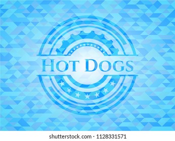 Hot Dogs sky blue emblem. Mosaic background
