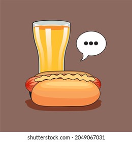 hot dogs and soft drink with talk bubble 