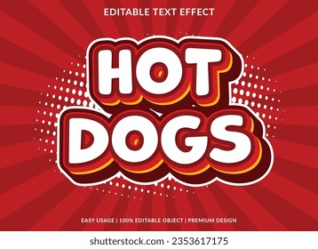 hot dogs text effect template design with 3d style use for business brand and logo