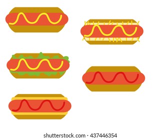Hot Dogs Variety Set Vector