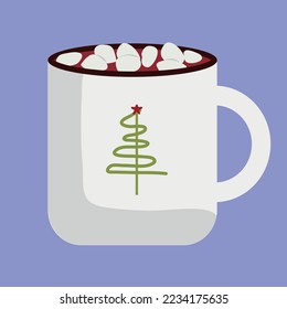 Hot drink, coffee or chocolate with marshmallow vector illustration