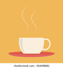 hot drink or coffee cup , illustration in yellow degrade color backdrop