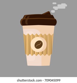 Hot drink coffee. Idea for coffee shops or restaurants. Vector flat illustration for logo, wallpapers, web page, backgrounds, surface textures, textile, banners, posters, covers.