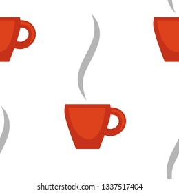 Hot drink coffee or tea cup seamless pattern vector beverage in dishware steam or vapor endless texture brewing or preparing glassware ceramic or clay pottery drinking and relaxation wallpaper print