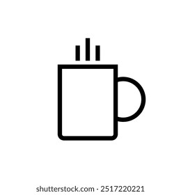 Hot Drink Coffee or Tea Cup Icon with Rising Steam