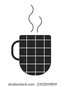 Hot drink in coffeecup flat monochrome isolated vector object. Fragrant beverage. Editable black and white line art drawing. Simple outline spot illustration for web graphic design