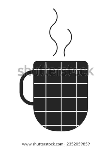 Hot drink in coffeecup flat monochrome isolated vector object. Fragrant beverage. Editable black and white line art drawing. Simple outline spot illustration for web graphic design