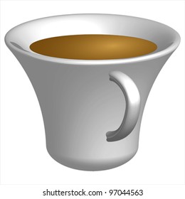 hot drink in a cup against white background, abstract vector art illustration