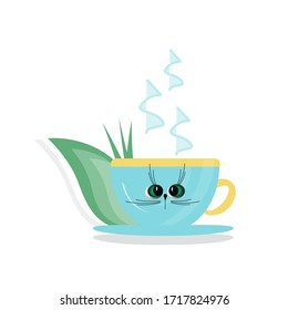 
Hot drink cup. A cup of coffee for the morning breakfast. 
Vector isolated composition.