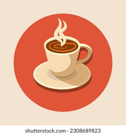Hot drink cup. Cuppa. Cup of tea or coffee. Vector illustration isolated on white background.