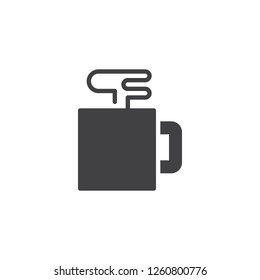 Hot drink cup vector icon. filled flat sign for mobile concept and web design. Tea mug with steam simple solid icon. Symbol, logo illustration. Pixel perfect vector graphics