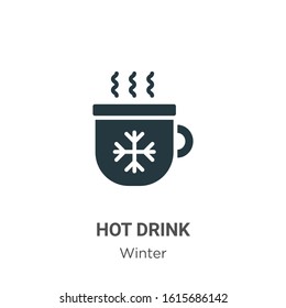 Hot drink glyph icon vector on white background. Flat vector hot drink icon symbol sign from modern winter collection for mobile concept and web apps design.